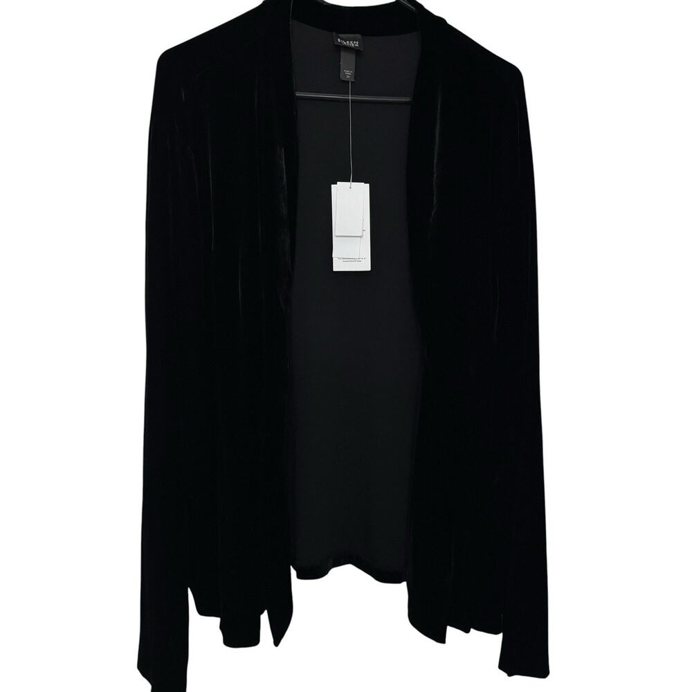 Eileen Fisher Black Stretch Cropped Velvet Open Front Jacket Size 3X NWT